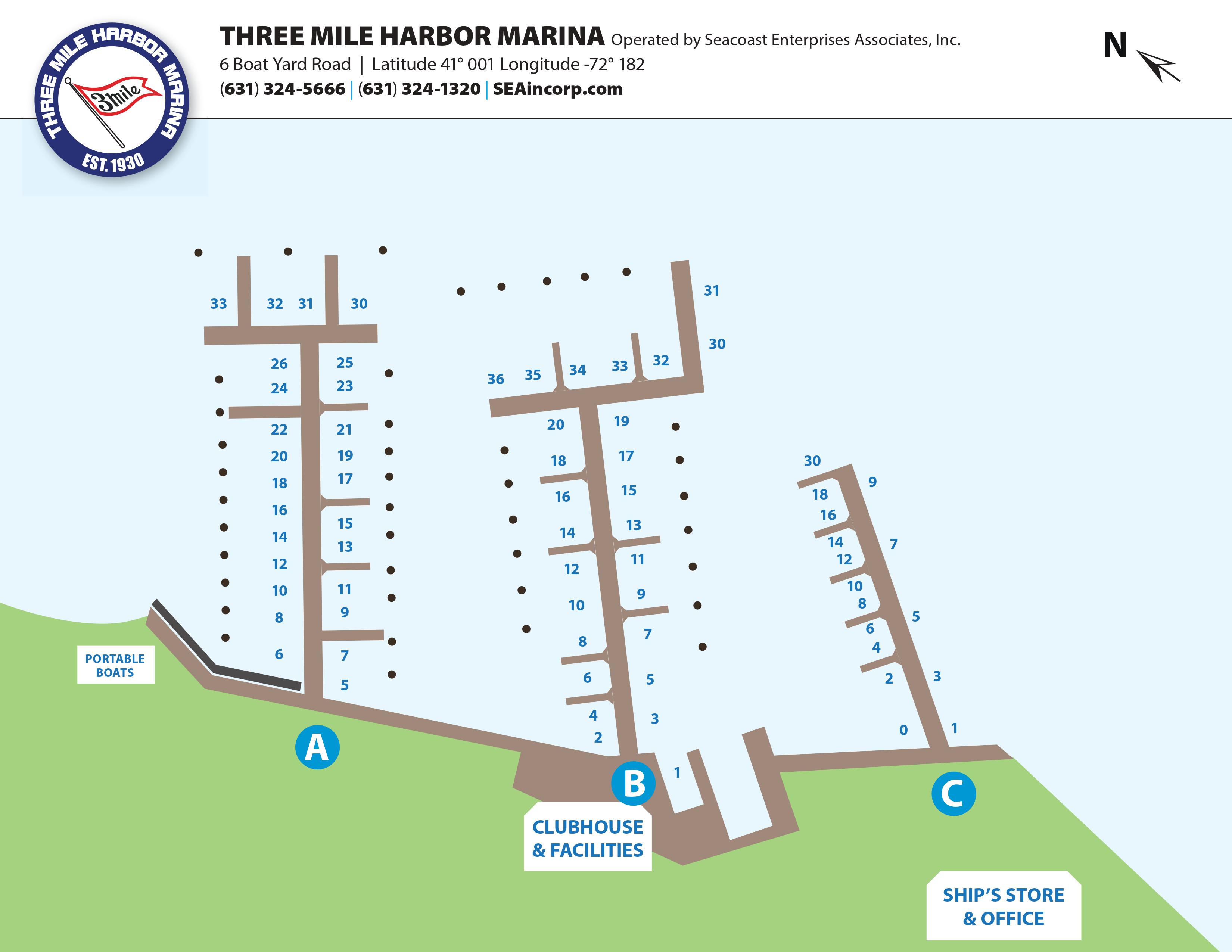 Three Mile Harbor Marina Slips